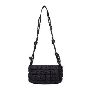 Women's lightweight nylon messenger bag in pillow shape with rhombus pattern