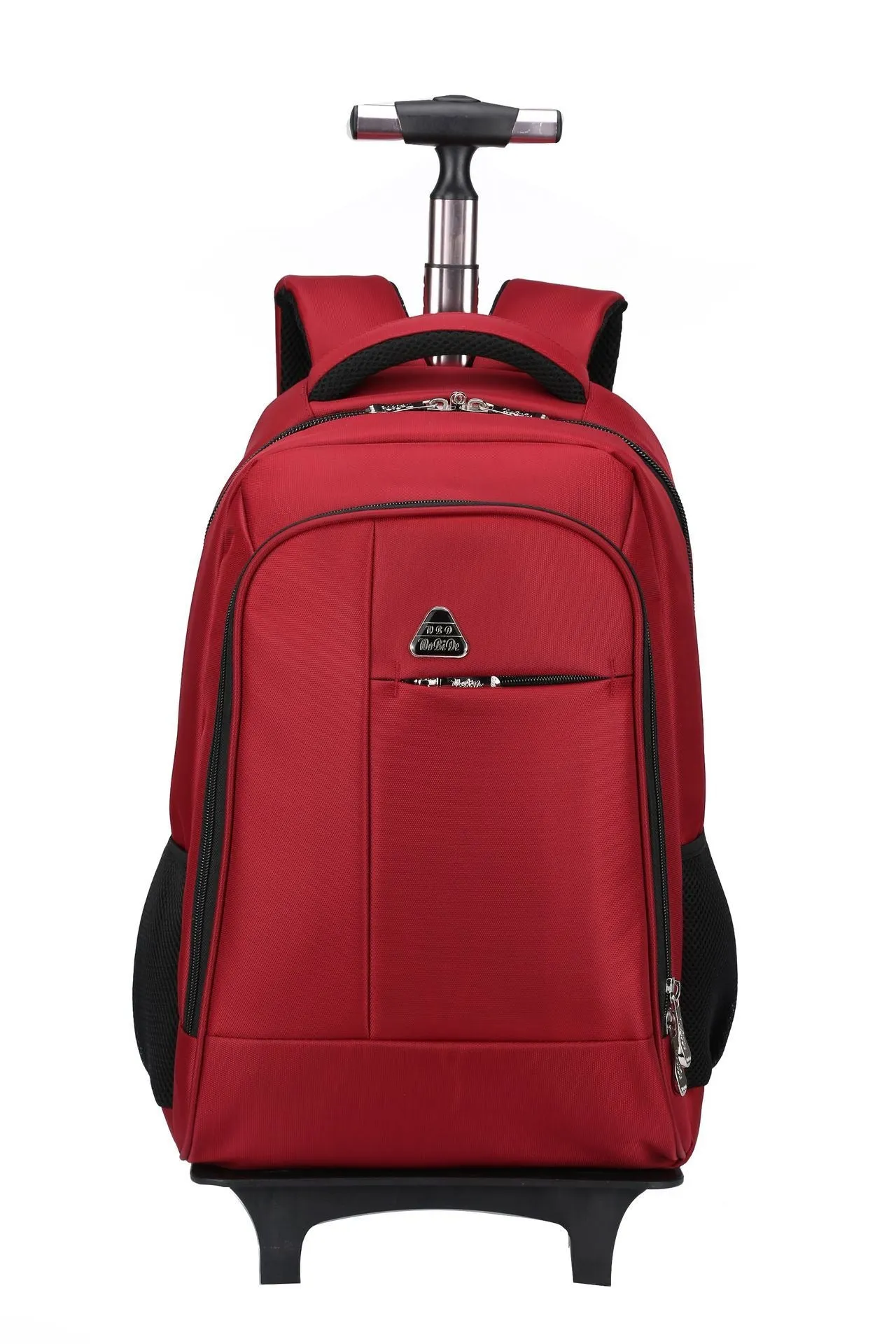 Detachable shoulder trolley backpack 19 inch nylon in red, attached to a luggage handle for travel