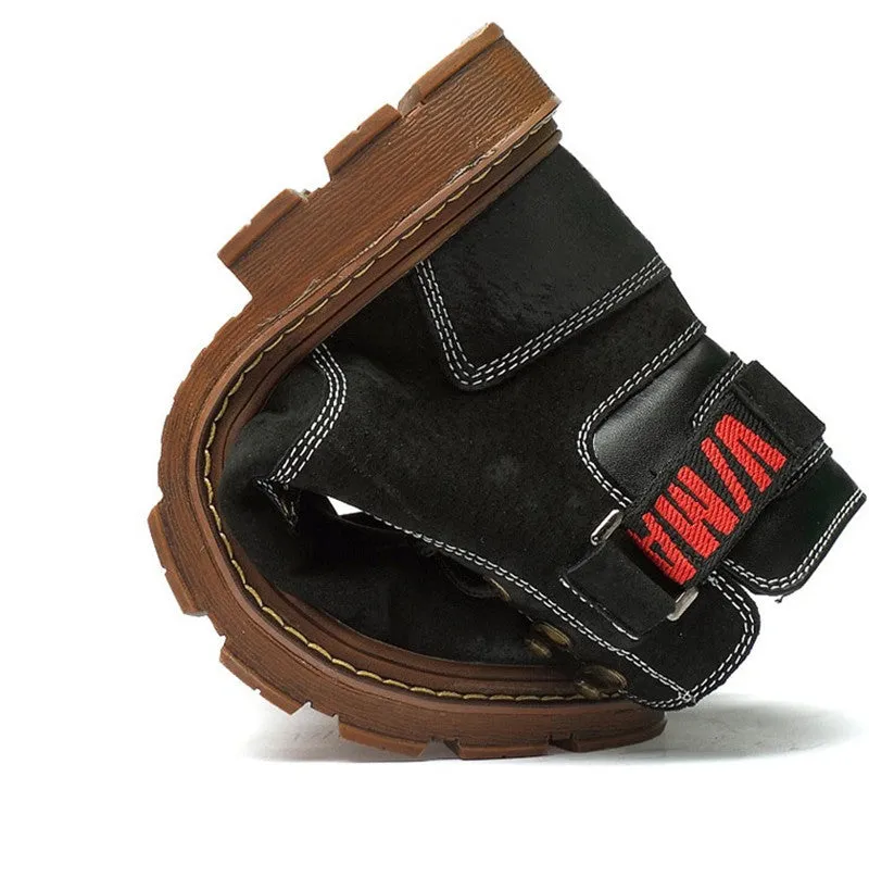 Men's black pigskin leather riding boots with lace-up lacing and a rubber outsole