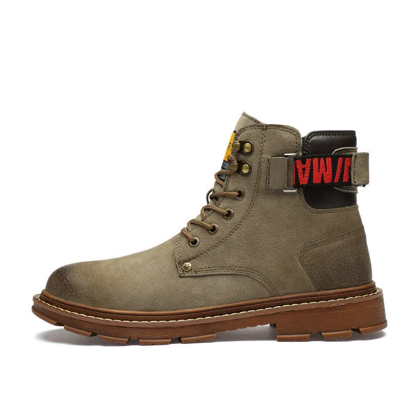 Men's black pigskin leather riding boots with lace-up lacing and a rubber outsole