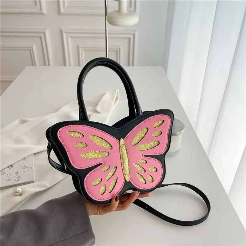 Small square crossbody bag in PU leather with contrast colour detail