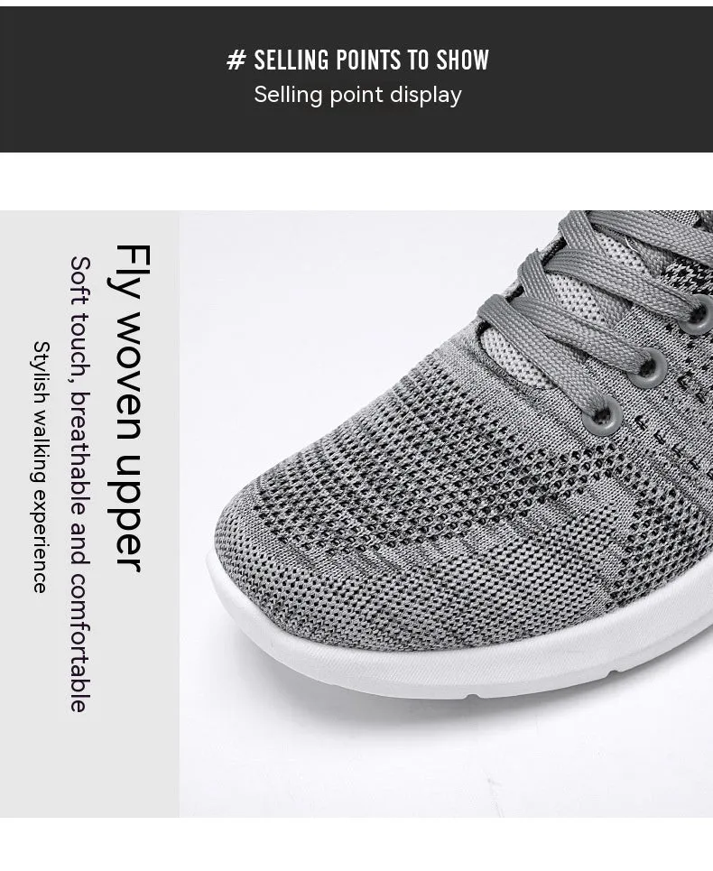 Men's Korean casual breathable mesh running shoes in B-2606 Black, side view