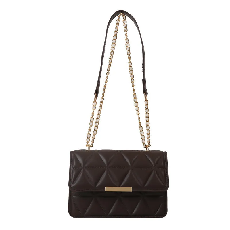 Women's casual retro messenger bag in PU leather, horizontal square shape, stitching details, available in six colours including black and khaki
