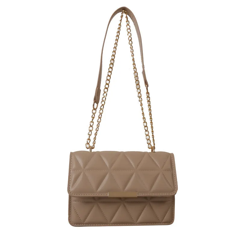 Women's casual retro messenger bag in PU leather, horizontal square shape, stitching details, available in six colours including black and khaki