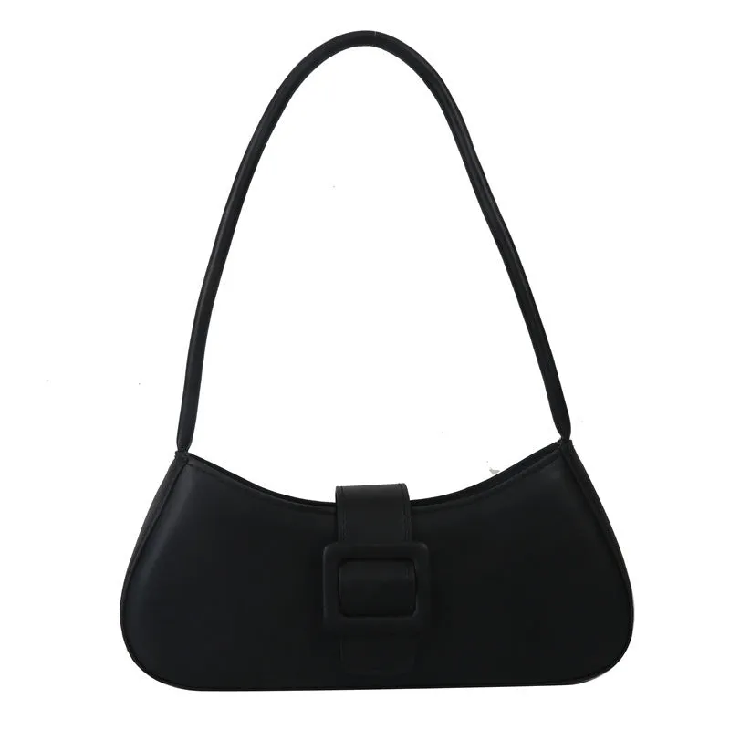Western style shoulder texture crossbody underarm small square bag in PU with zipper compartment, black colour, 29.5x13x6 cm