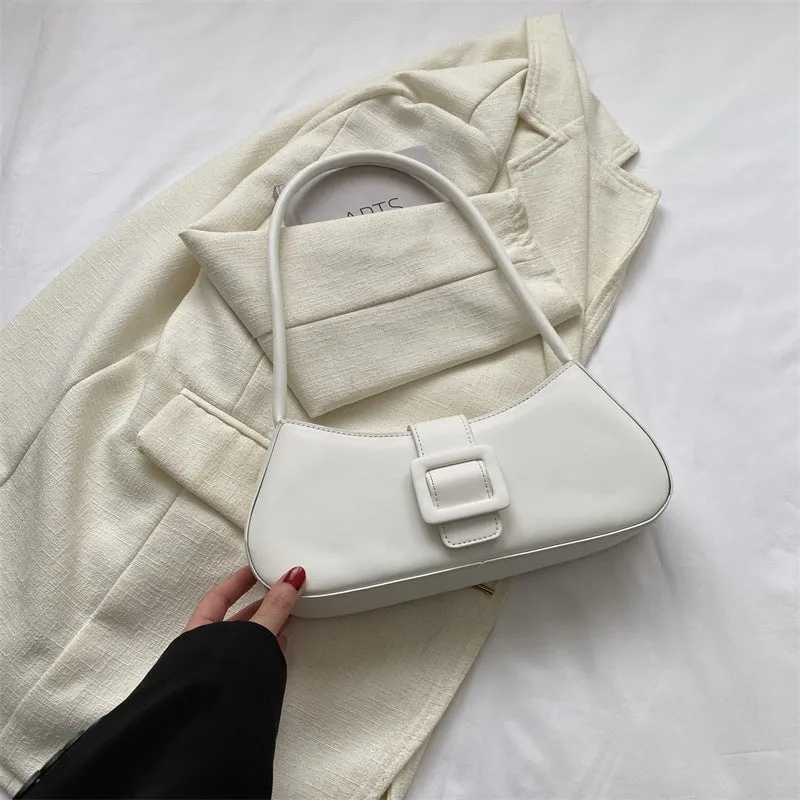 Western style shoulder texture crossbody underarm small square bag in PU with zipper compartment, black colour, 29.5x13x6 cm
