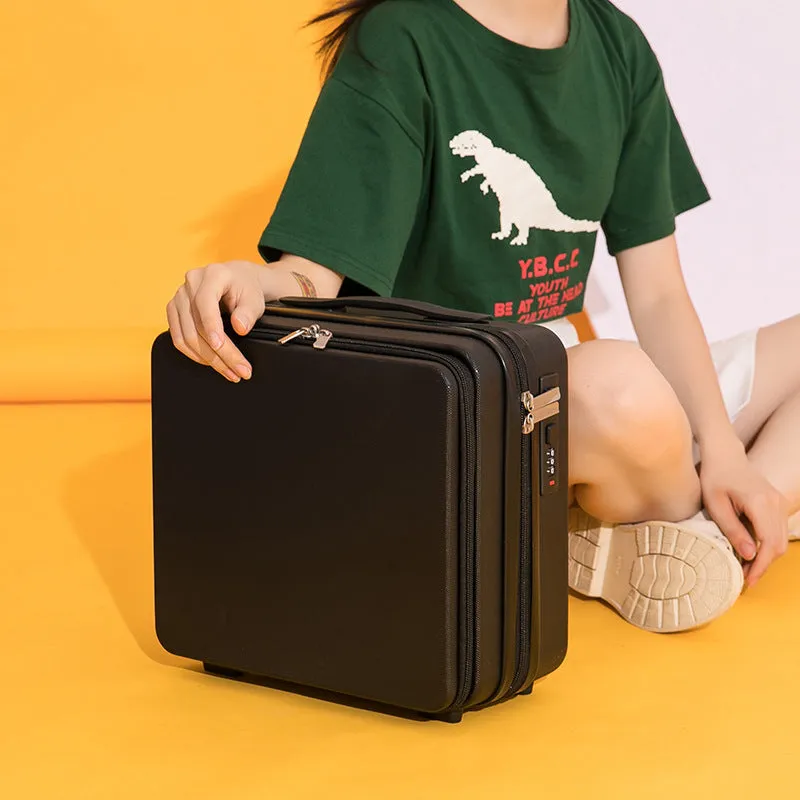 Women's mini cornetto portable suitcase luggage in 16 inch ABS material, black colour, front view