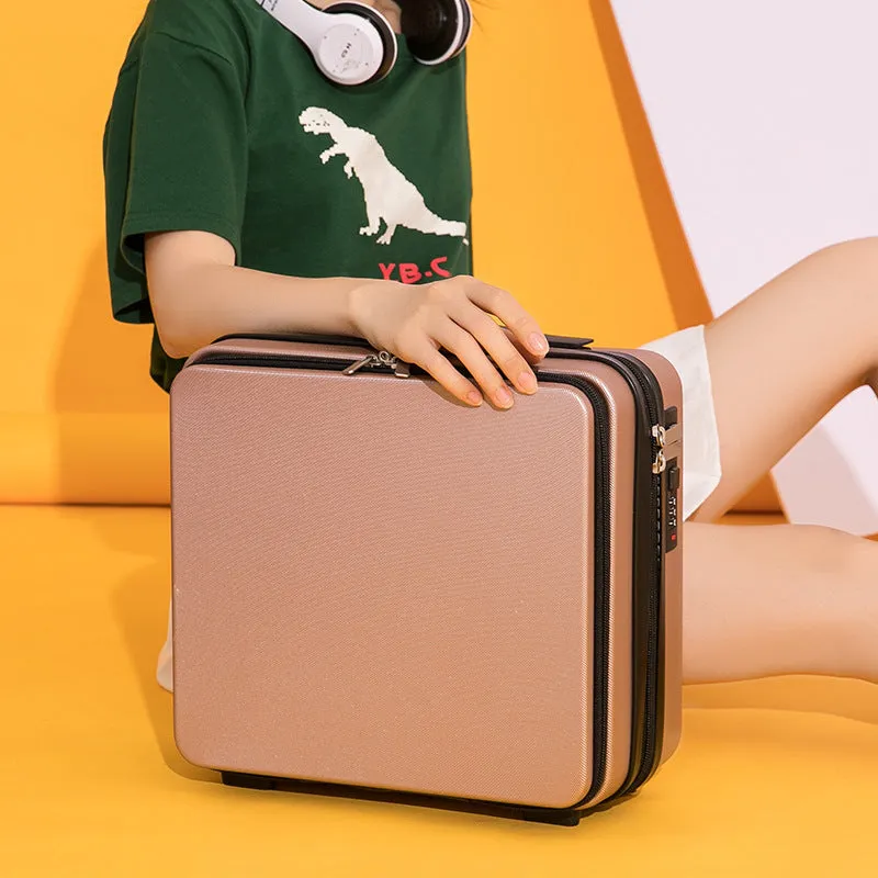 Women's mini cornetto portable suitcase luggage in 16 inch ABS material, black colour, front view