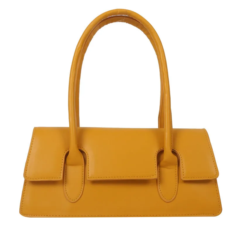 Women's retro-style square shoulder bag in PU leather with single strap and document pocket