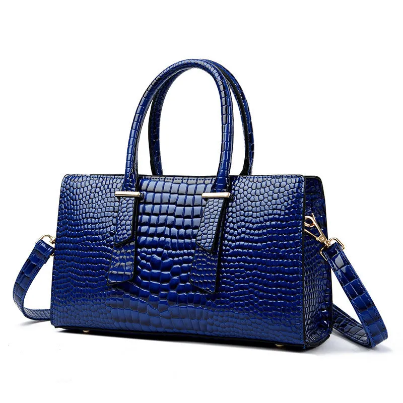 Women's retro crocodile pattern PU shoulder messenger bag in khaki colour
