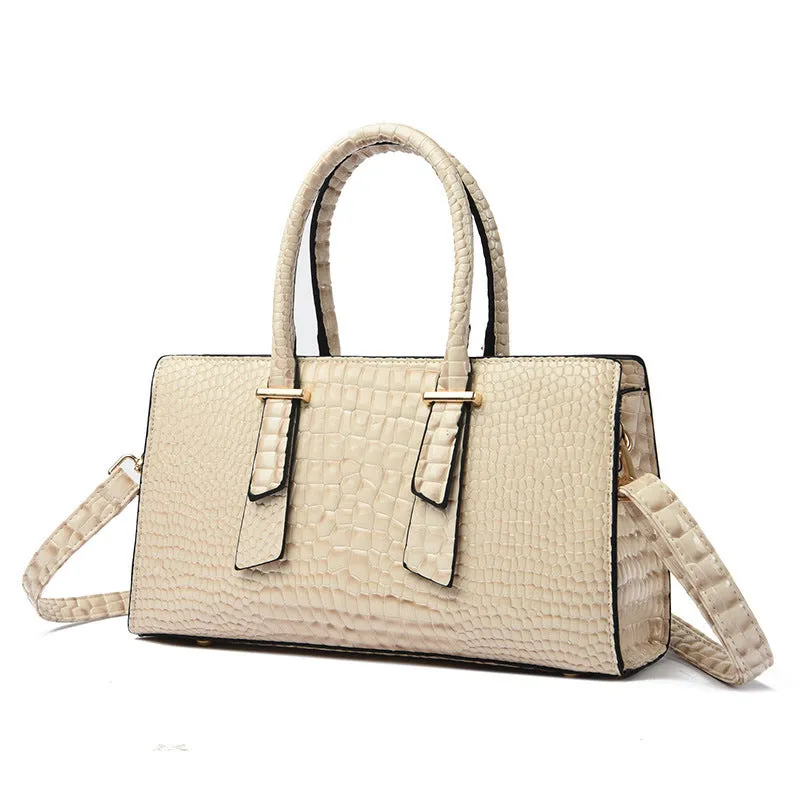 Women's retro crocodile pattern PU shoulder messenger bag in khaki colour