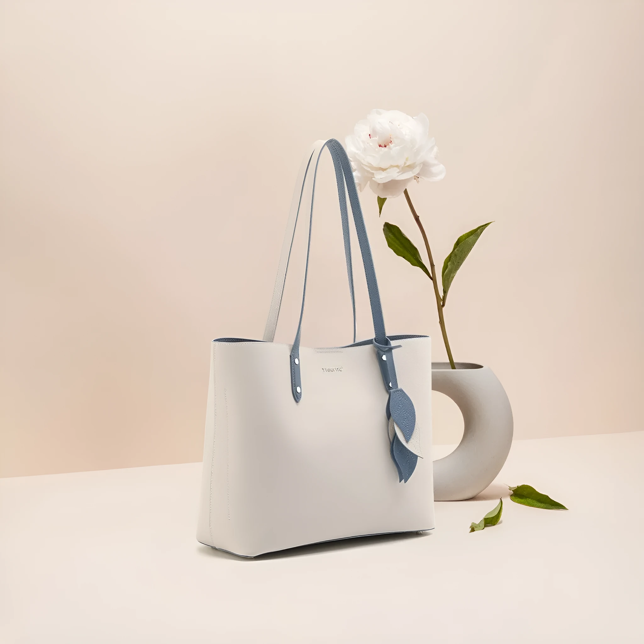 Urban simplicity women's large capacity leather handbag in apricot, shell shape, soft handle, 28x35x13cm