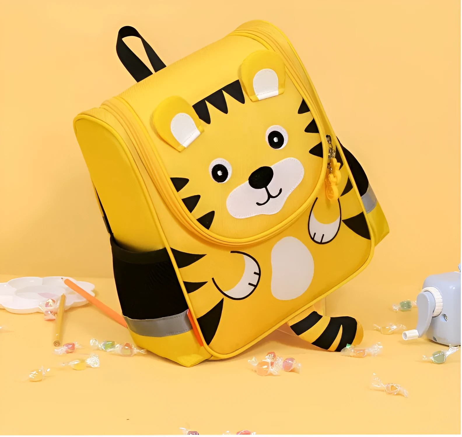 Bueno yellow cartoon school bag with unicorn pattern for children under 5, high-density Oxford cloth backpack