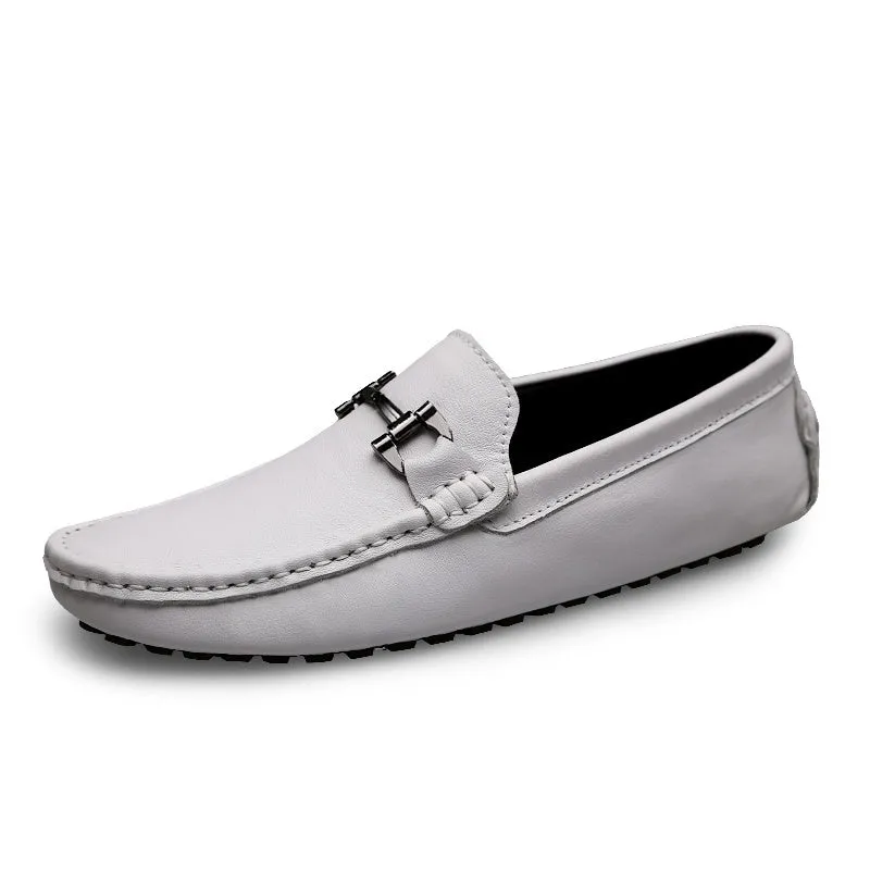 Genuine leather slip-on loafers for men casual shoes black colour