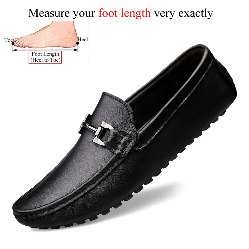 Genuine leather slip-on loafers for men casual shoes black colour