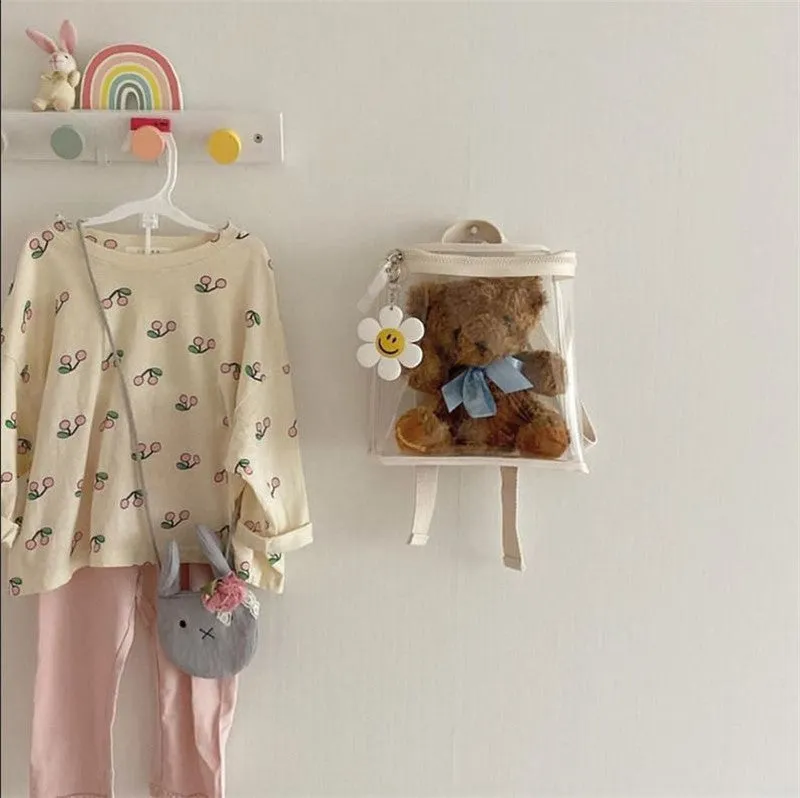 Children's PVC transparent bag 22.5x22x8.5cm beige colour with zip closure for snacks and toys outdoor use