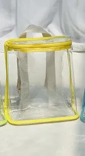 Children's PVC transparent bag 22.5x22x8.5cm beige colour with zip closure for snacks and toys outdoor use