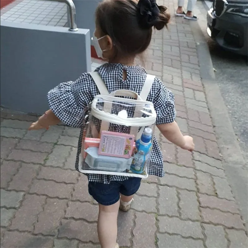 Children's PVC transparent bag 22.5x22x8.5cm beige colour with zip closure for snacks and toys outdoor use