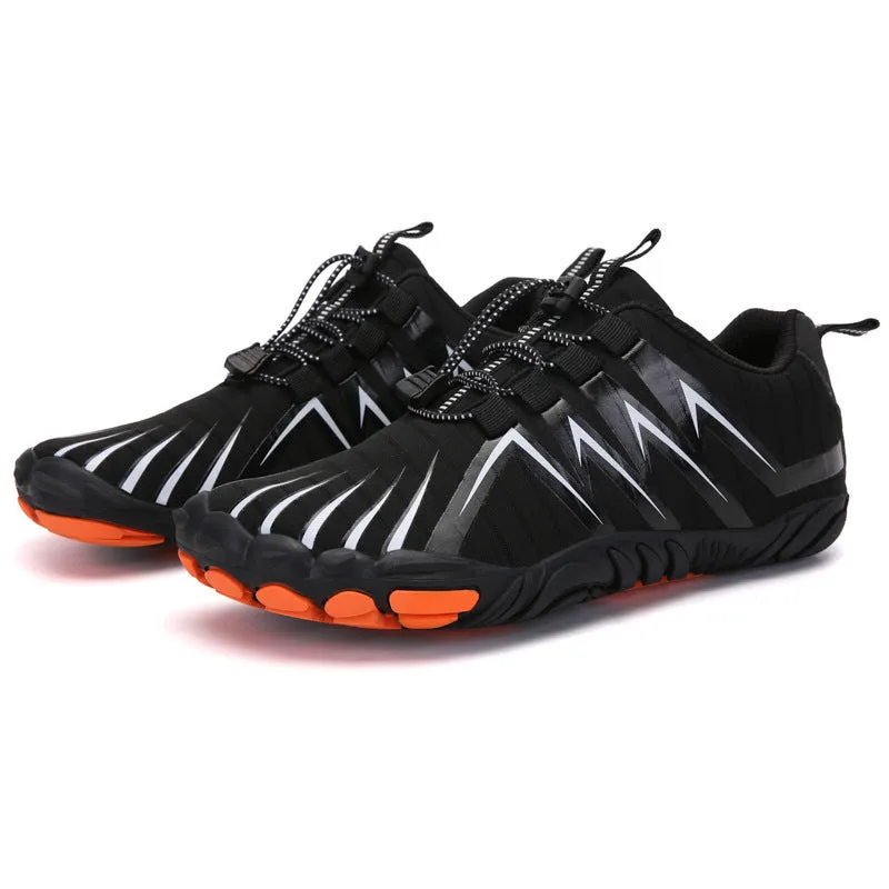 Men's air mesh running shoes in graffiti style with non-slip sole, available in multiple colour options including A-23 gray and A-26 blue