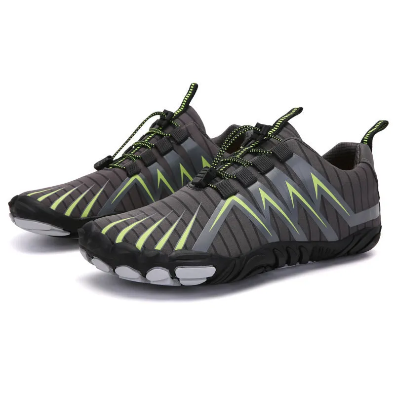 Men's air mesh running shoes in graffiti style with non-slip sole, available in multiple colour options including A-23 gray and A-26 blue