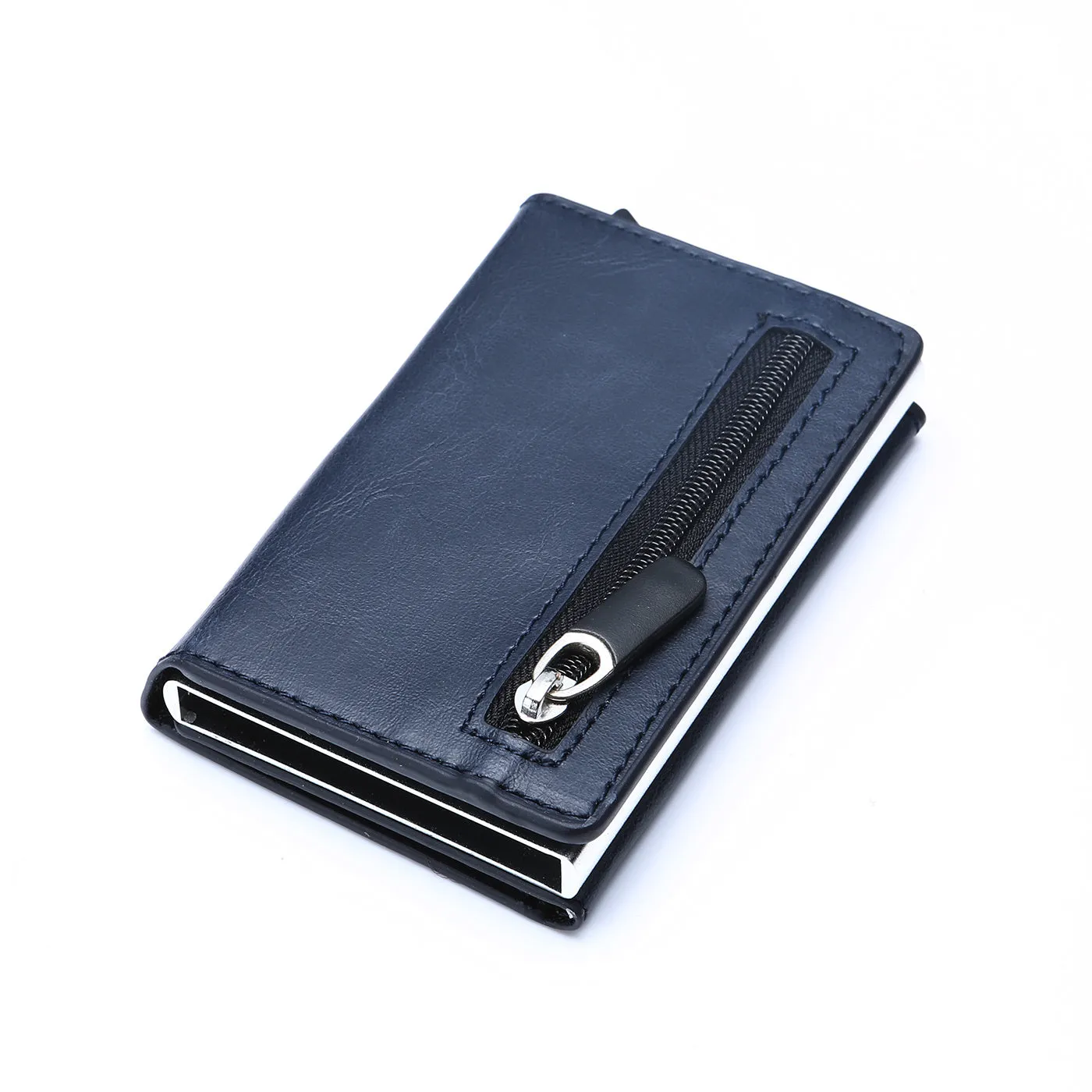 Smart PU wallet in carbon black with RFID blocking, 6.5 by 10 by 1.8 centimetres
