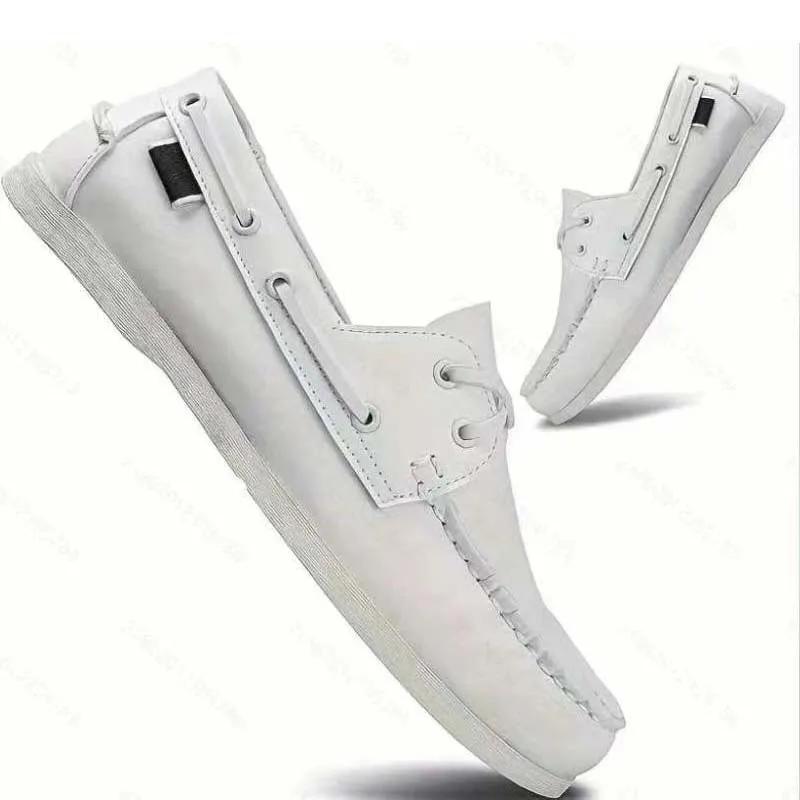 Men's solid colour casual shoes with round toe and flat heel in artificial PU leather