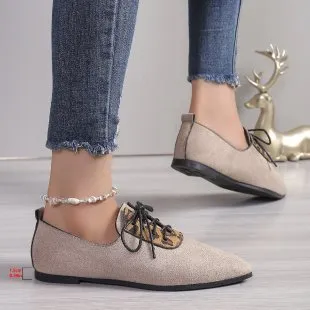 Beige leopard print pointed toe stiletto pumps for women, showing the shoe's side profile.