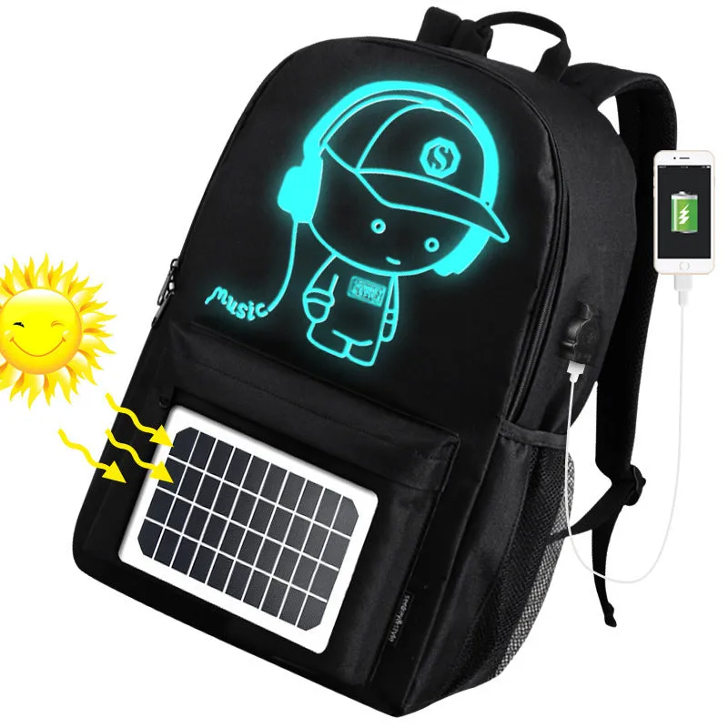 Solar powered backpack with monocrystalline panel, Oxford cloth, waterproof, 20-35L capacity, multiple pockets