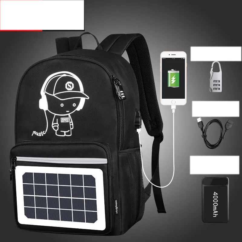 Solar powered backpack with monocrystalline panel, Oxford cloth, waterproof, 20-35L capacity, multiple pockets