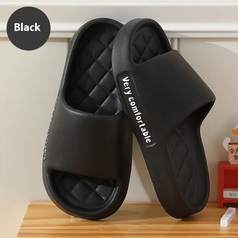 Summer rhombus pattern solid colour EVA non-slip indoor slippers for men and women in black white grey green pink