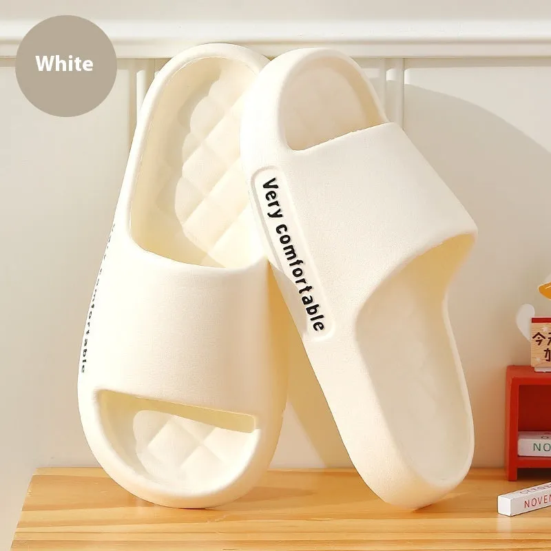 Summer rhombus pattern solid colour EVA non-slip indoor slippers for men and women in black white grey green pink