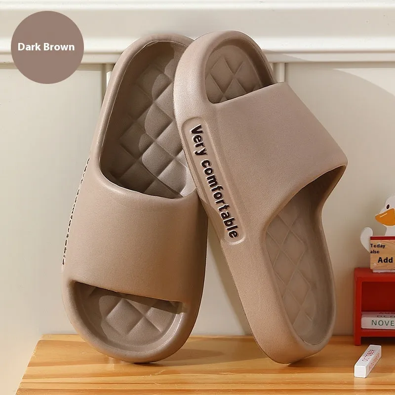 Summer rhombus pattern solid colour EVA non-slip indoor slippers for men and women in black white grey green pink