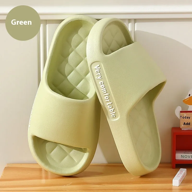 Summer rhombus pattern solid colour EVA non-slip indoor slippers for men and women in black white grey green pink