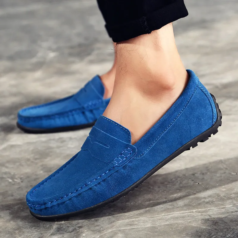 Men's British plus size Tods casual shoes in suede leather with rubber sole and round toe design