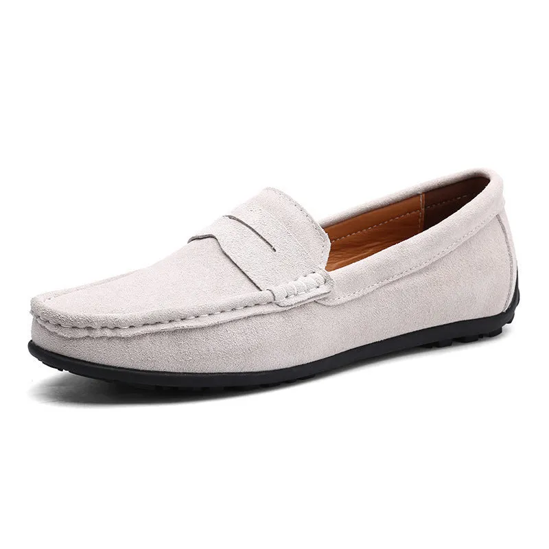 Men's British plus size Tods casual shoes in suede leather with rubber sole and round toe design
