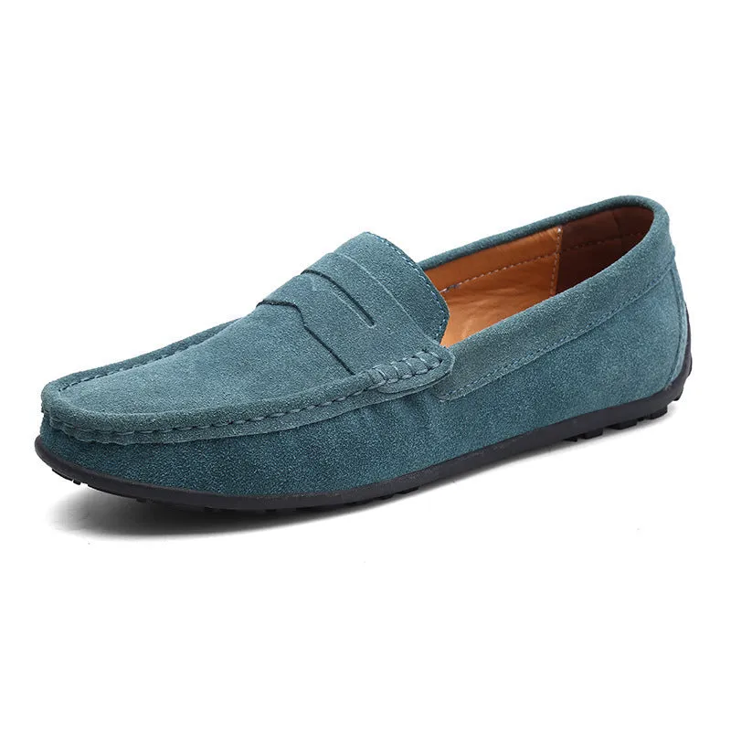 Men's British plus size Tods casual shoes in suede leather with rubber sole and round toe design
