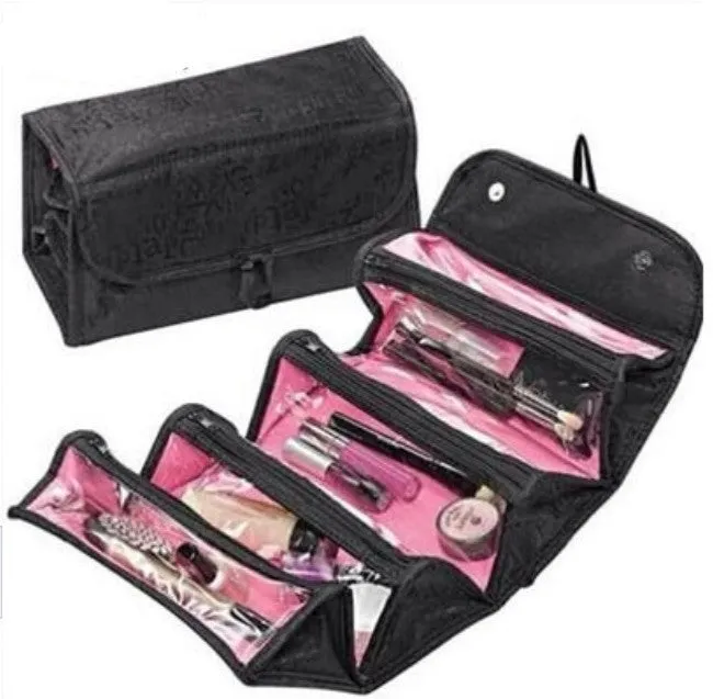 Polyester cosmetic bag with zipped compartment and hanging loop in pastoral style, red colour option