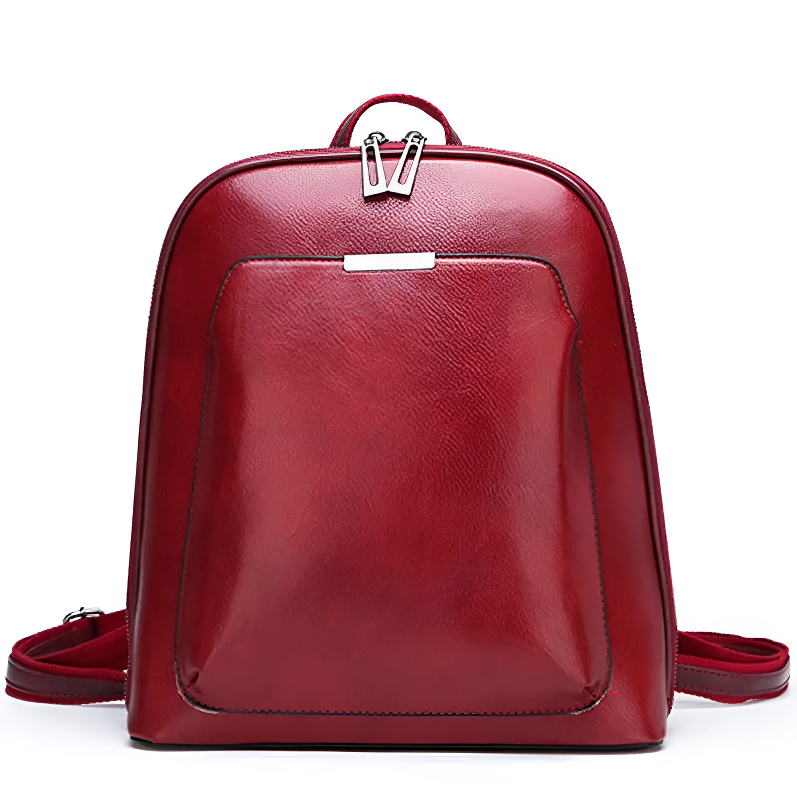 Women's fashion PU backpack in black with shoulder strap and top handle, casual daypack design.