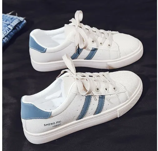 Women's white side zipper PU leather round toe casual shoes for autumn