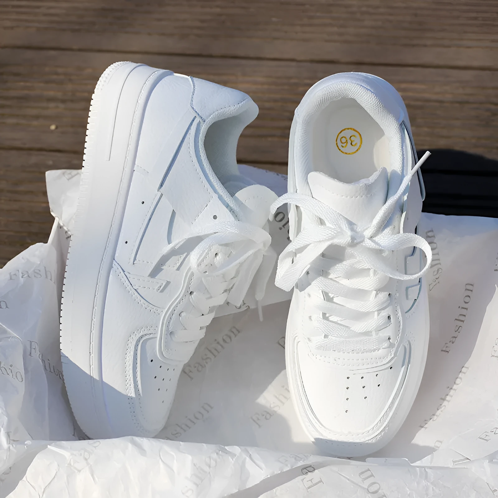 Women's white side zipper PU leather round toe casual shoes for autumn