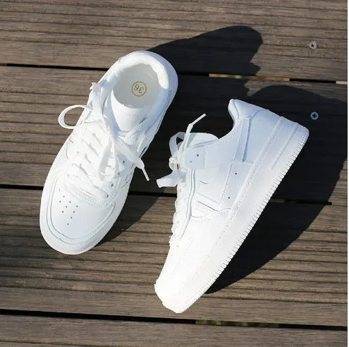 Women's white side zipper PU leather round toe casual shoes for autumn