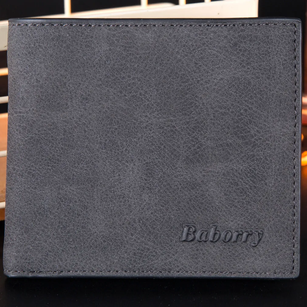 Fashion RFID mens wallet small mini wallet purse with zippered coin bag in black PU leather