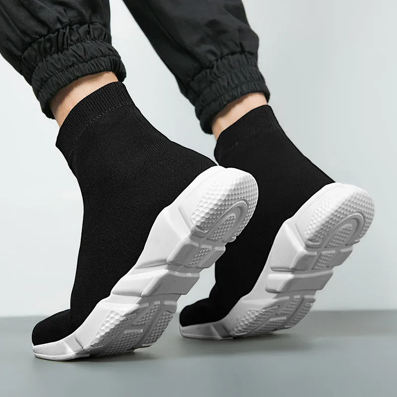 Old Beijing cloth shoes for women sheep suede elastic sock-style slip-on in black