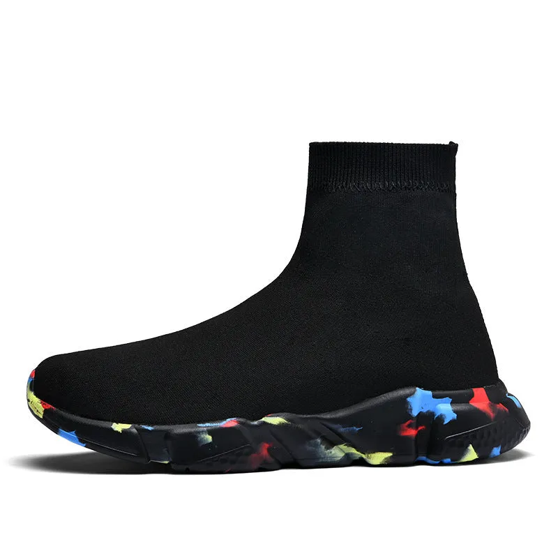 Old Beijing cloth shoes for women sheep suede elastic sock-style slip-on in black