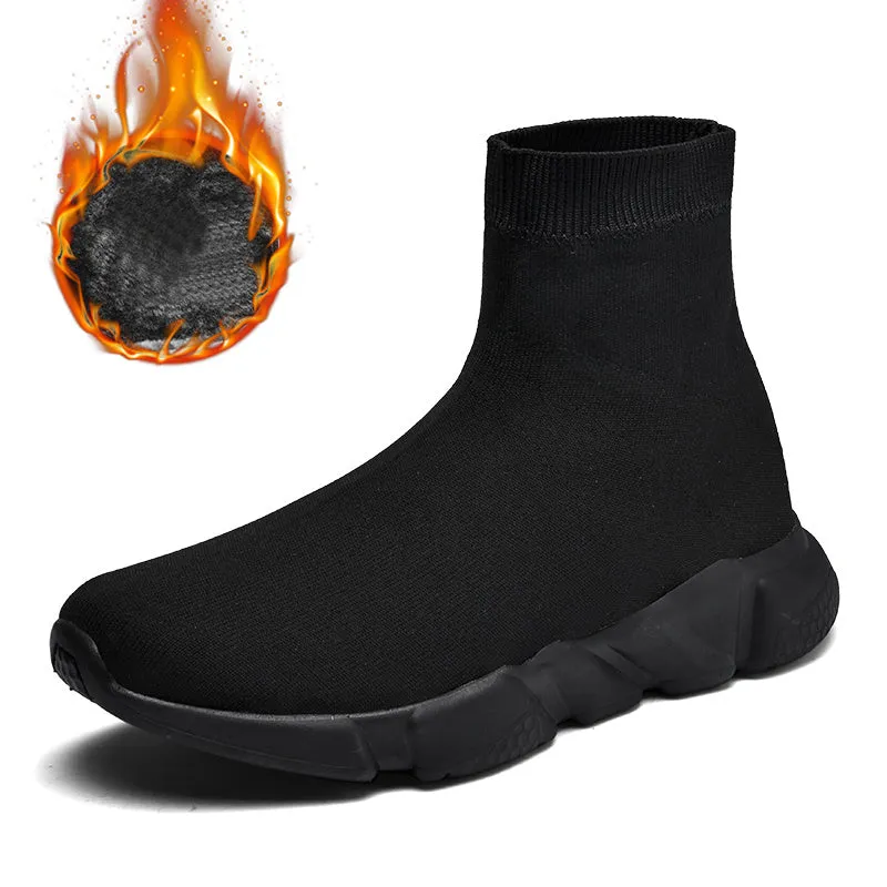 Old Beijing cloth shoes for women sheep suede elastic sock-style slip-on in black