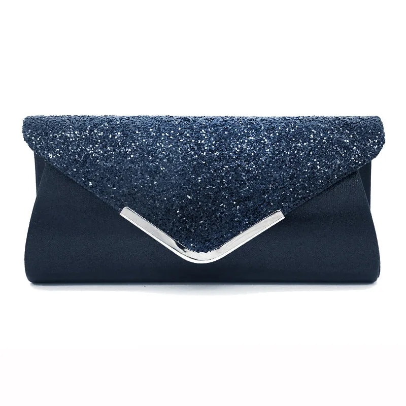Fashion PU sequined women's bag in horizontal square shape with sequin finish, 25cm length, 12cm height, 5cm width