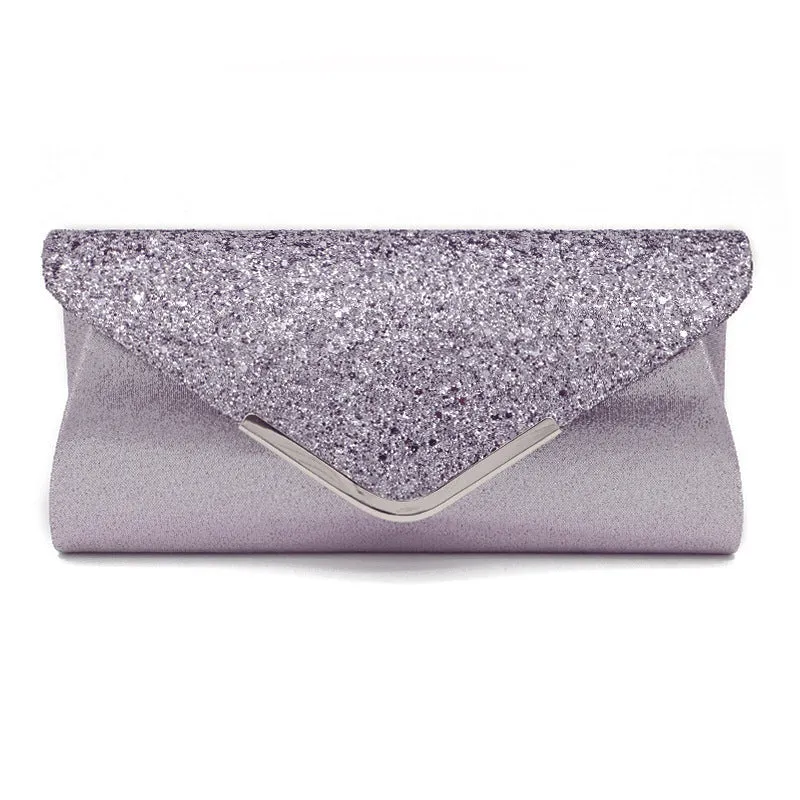 Fashion PU sequined women's bag in horizontal square shape with sequin finish, 25cm length, 12cm height, 5cm width
