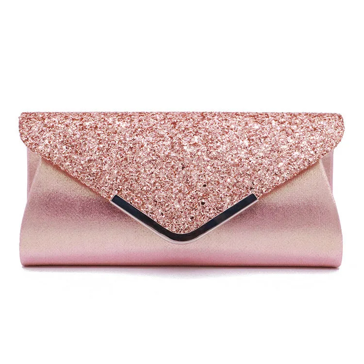 Fashion PU sequined women's bag in horizontal square shape with sequin finish, 25cm length, 12cm height, 5cm width