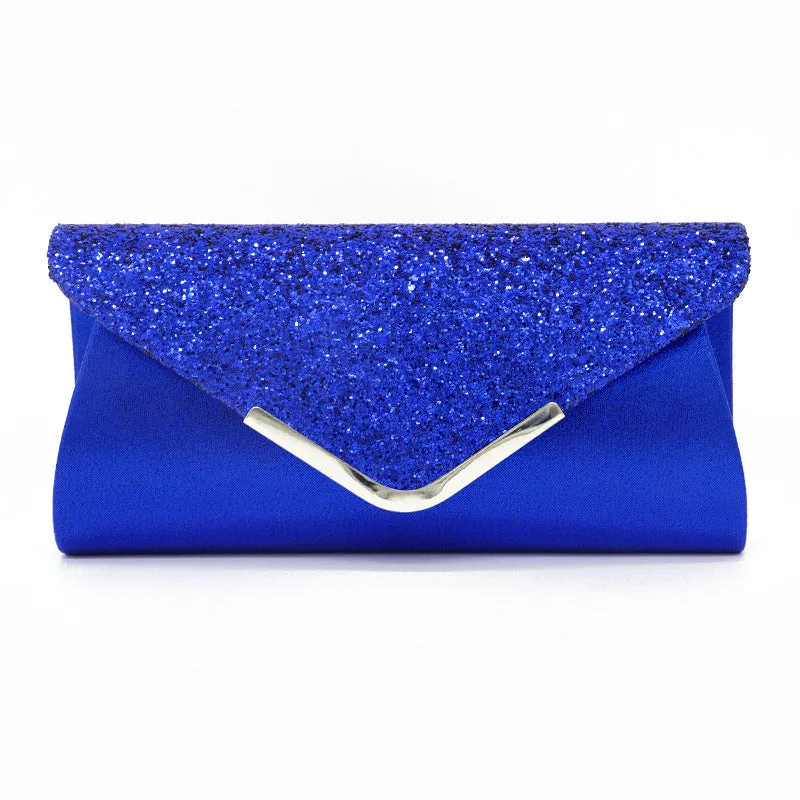 Fashion PU sequined women's bag in horizontal square shape with sequin finish, 25cm length, 12cm height, 5cm width