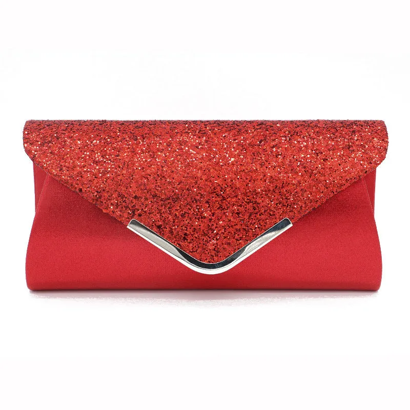 Fashion PU sequined women's bag in horizontal square shape with sequin finish, 25cm length, 12cm height, 5cm width